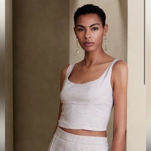 Banana Republic Factory LINEN-BLEND CROPPED BUSTIER - Flax